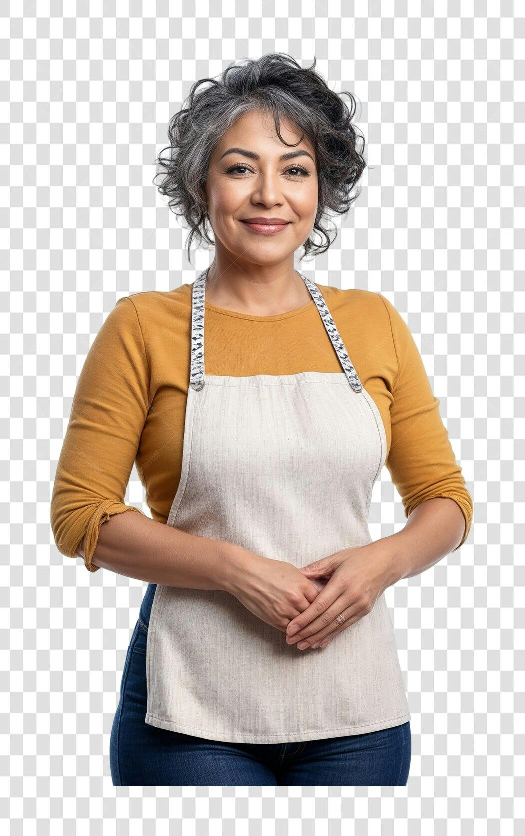 Imagem PNG de mulher com avental fundo transparente