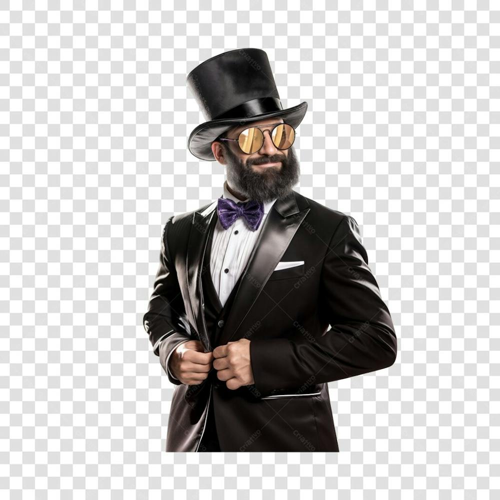 Abraham Lincoln de cartola e terno