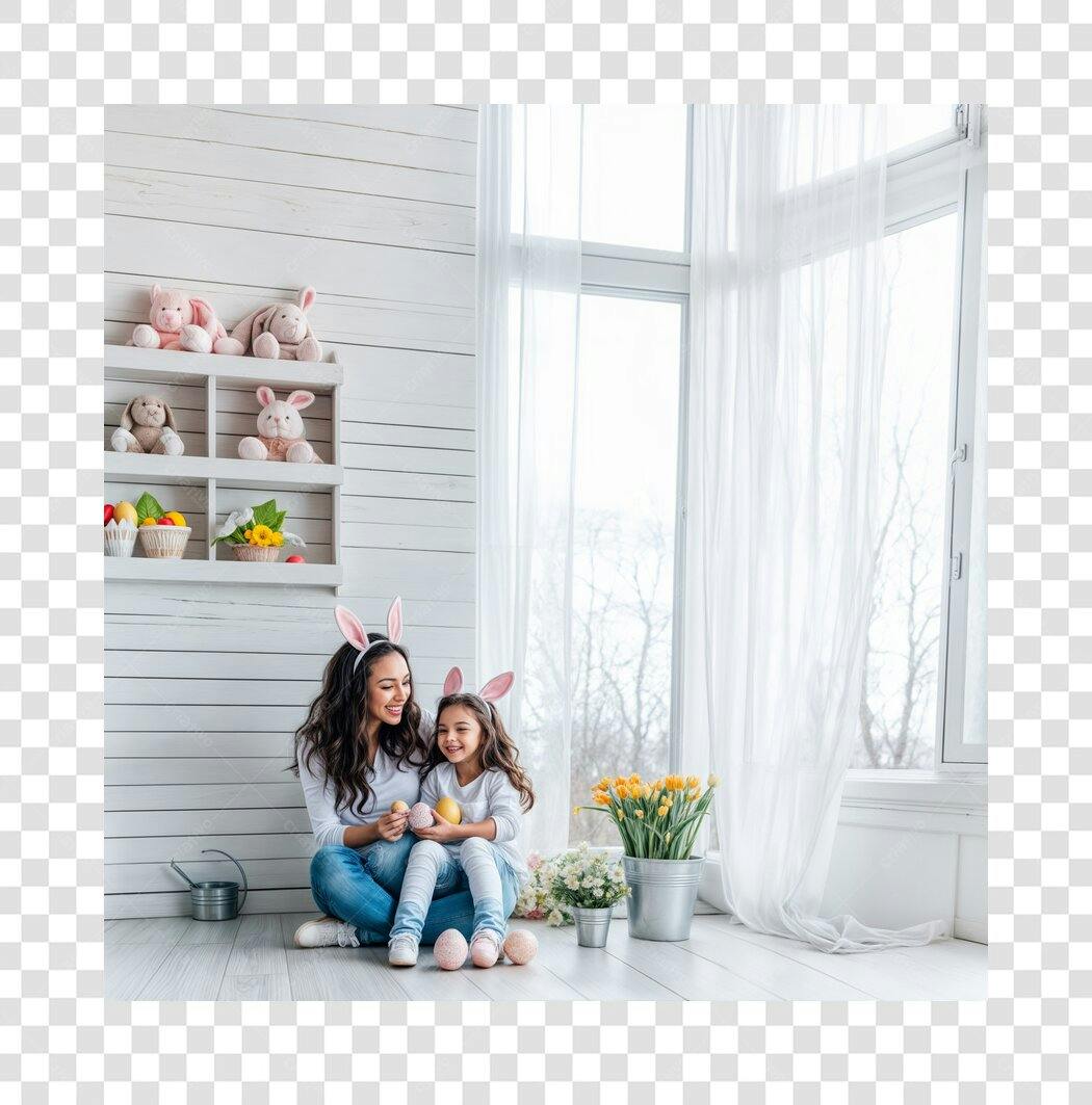 Post Instagram Páscoa Mãe e Filha PNG com fundo transparente