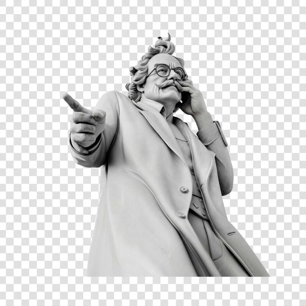 PNG Mockup Estátua Homem Telefone Fundo Transparente