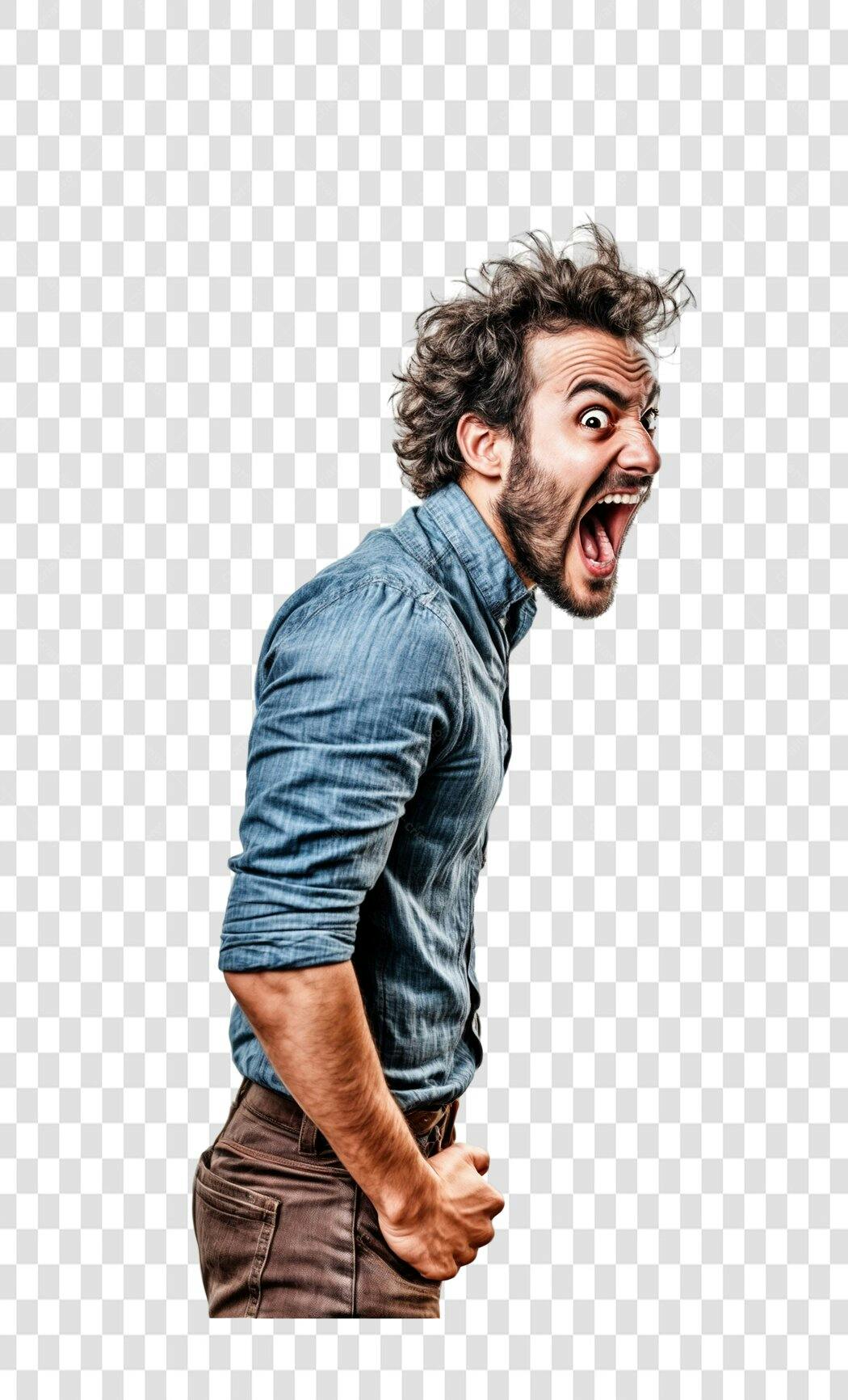 PNG Imagem Homem Gritando Fundo Transparente