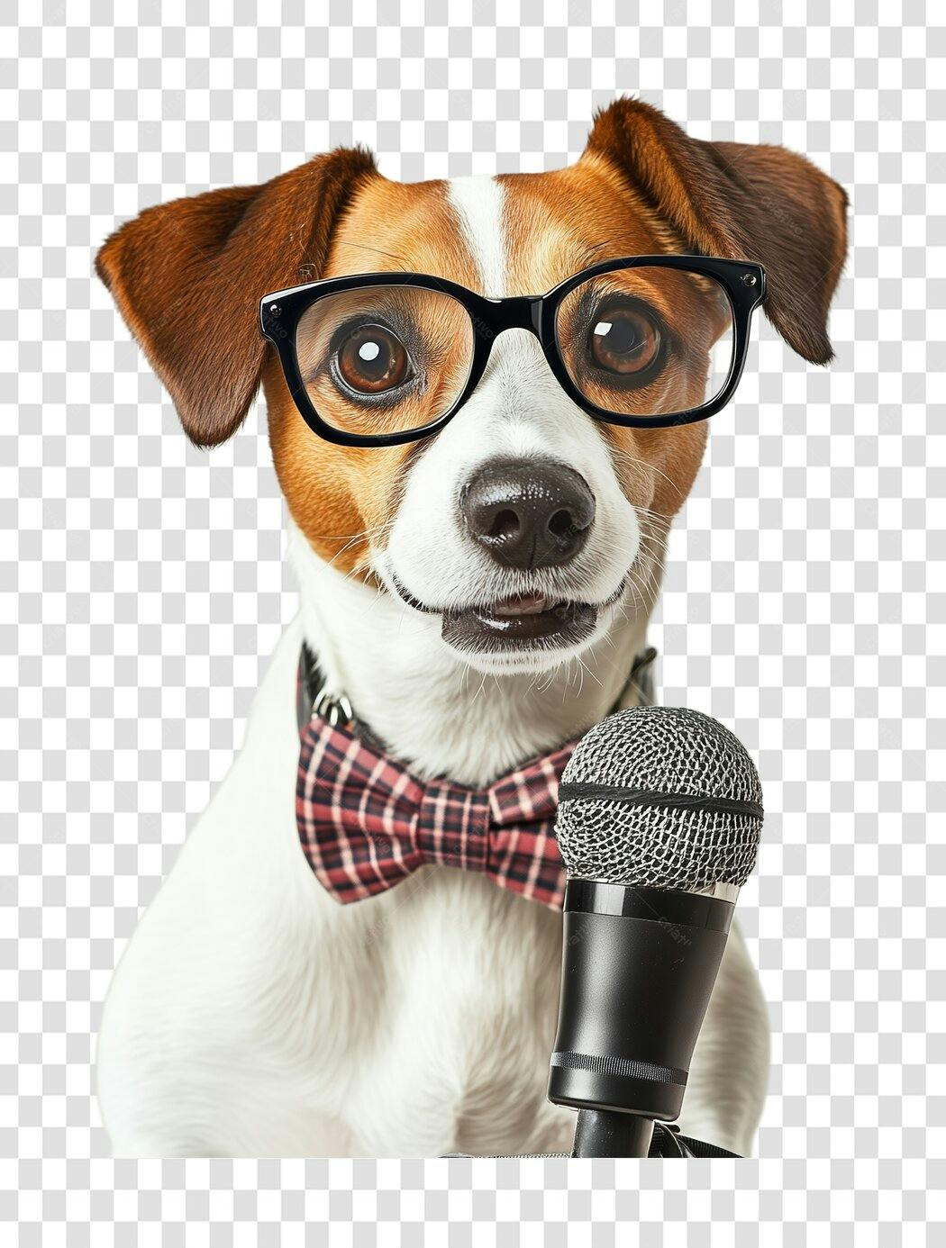 Imagem PNG Cachorro com Microfone Fundo Transparente