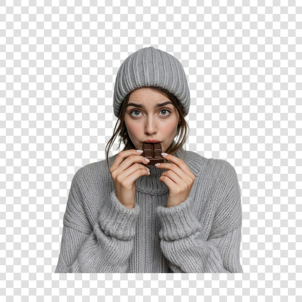 Mulher comendo chocolate, páscoa