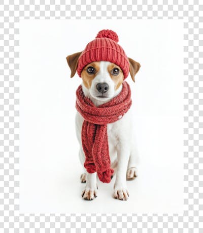 Cachorro com frio e agasalhado