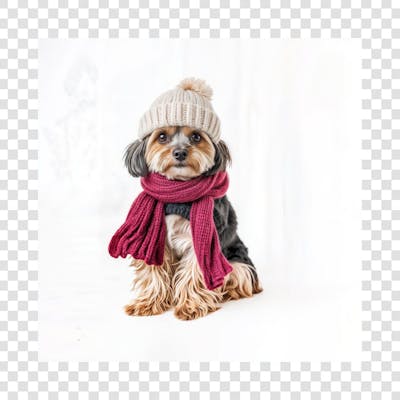 Cachorro com frio e agasalhado