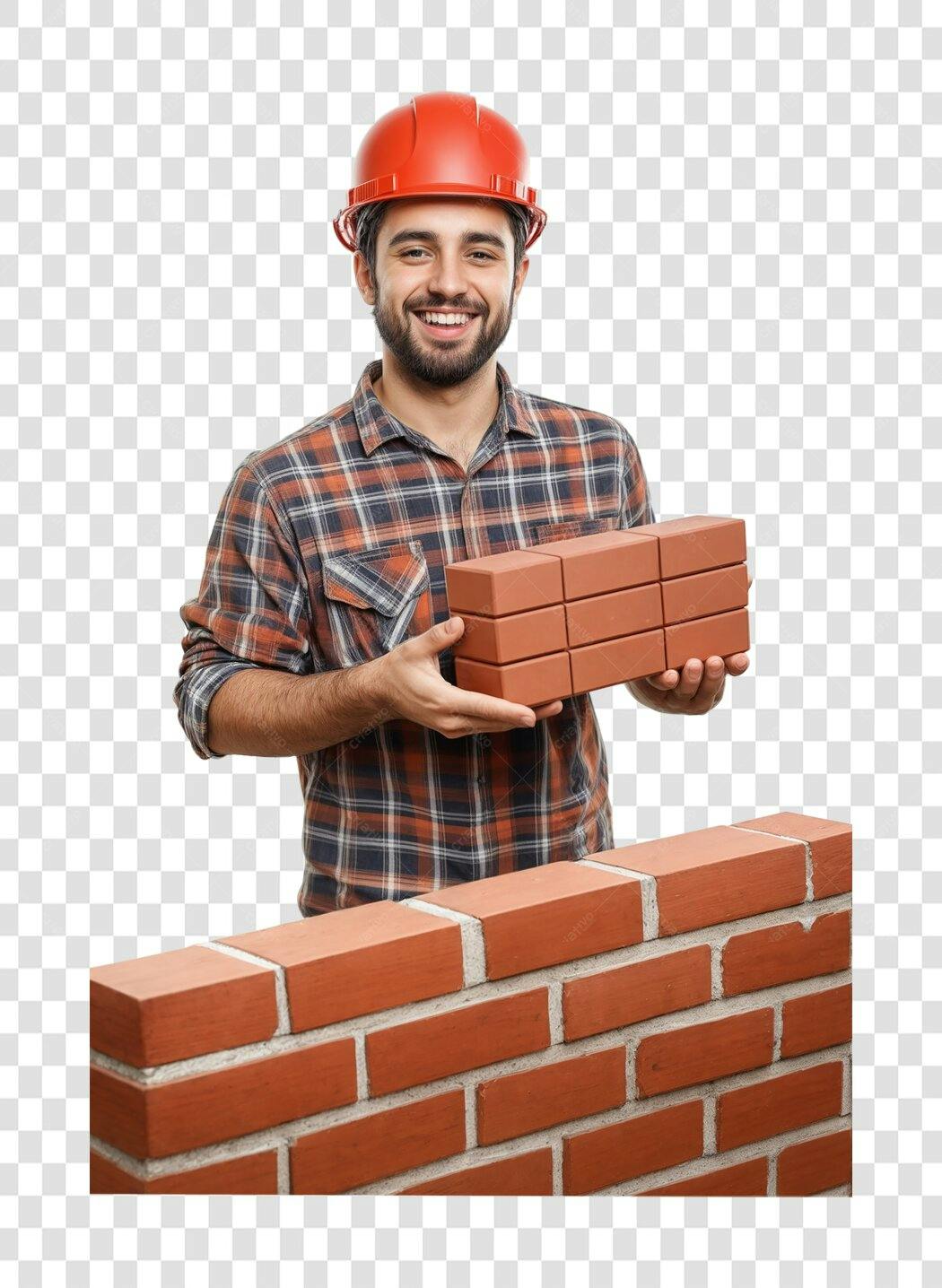 Imagem PNG Construtor com tijolos fundo transparente