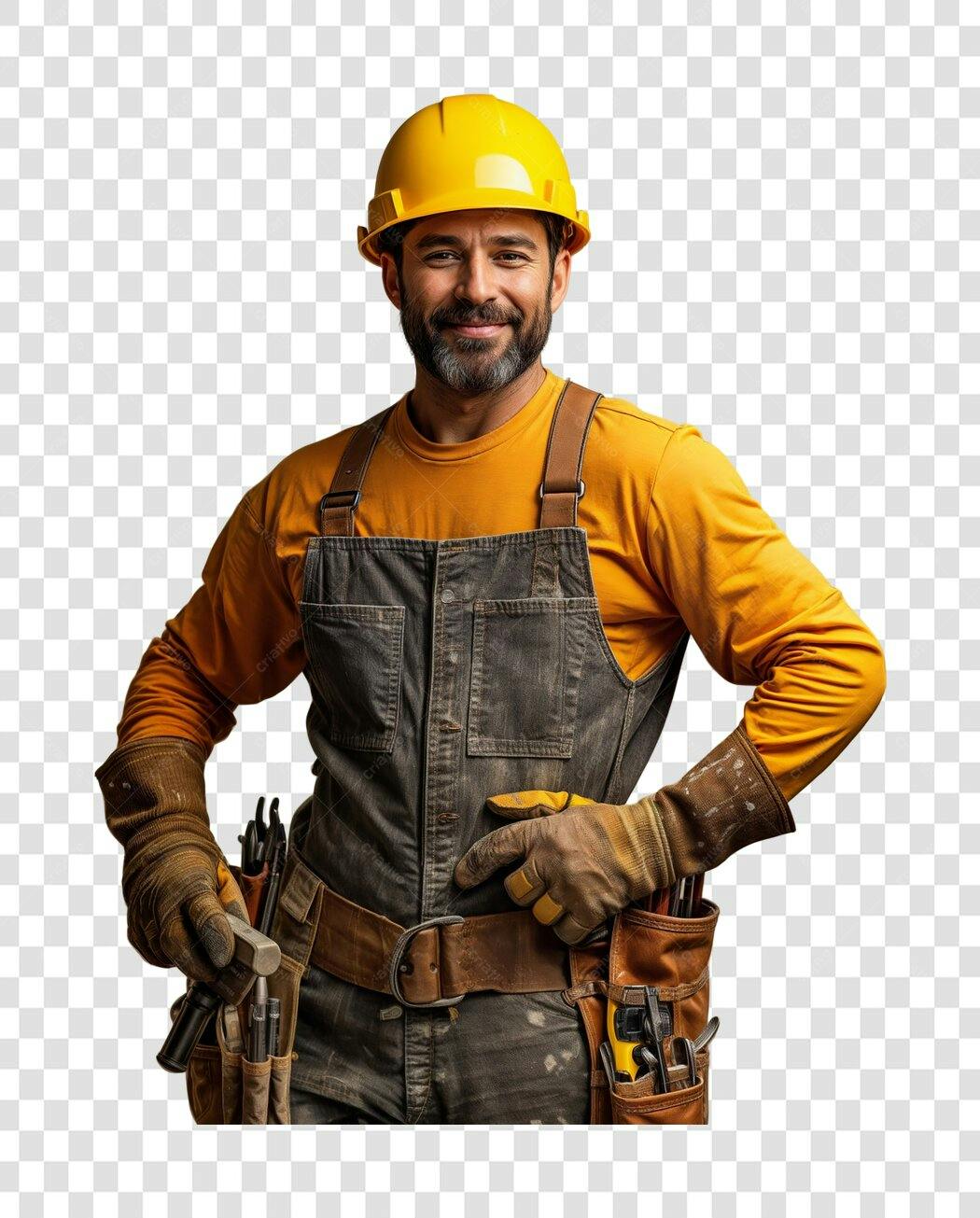 Imagem PNG de profissional da construção com fundo transparente