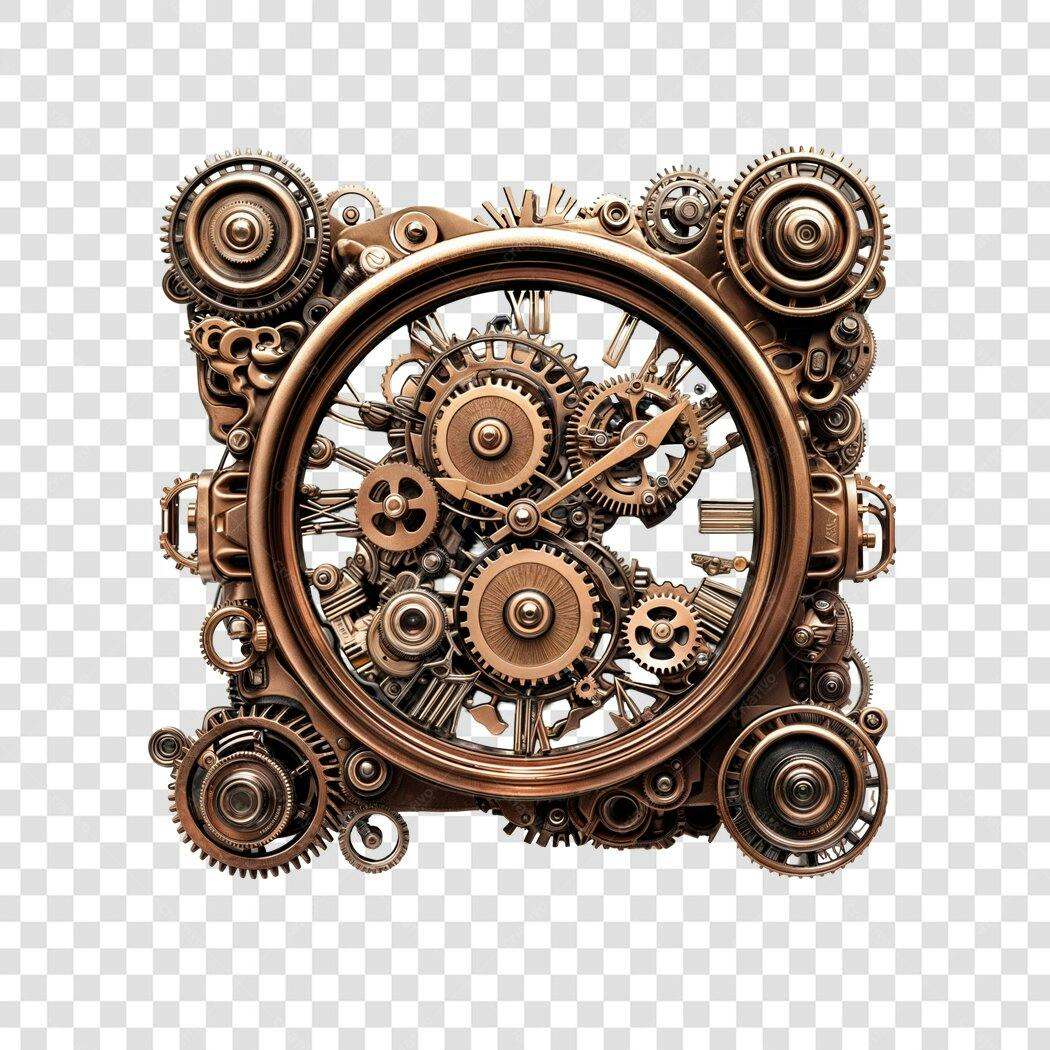 Banner steampunk engrenagens PNG com fundo transparente