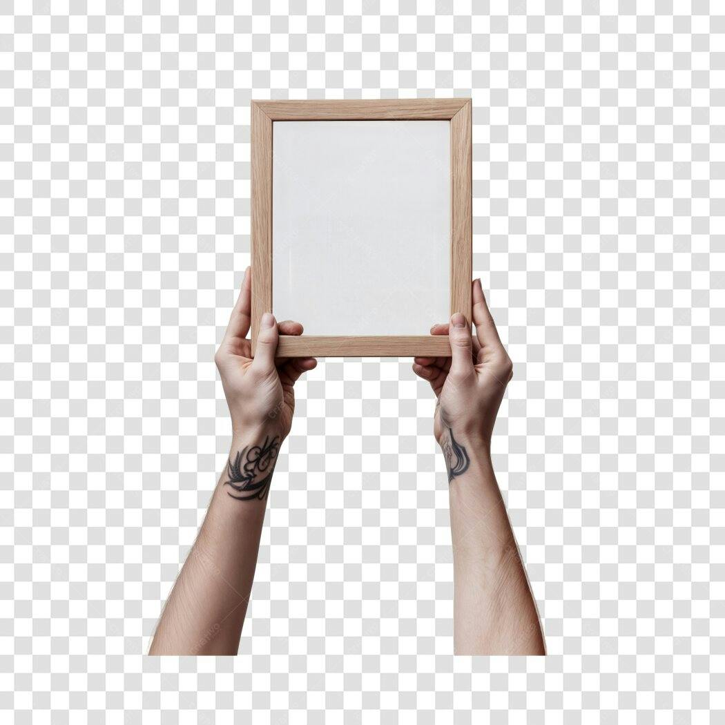 Mockup moldura de madeira PNG com fundo transparente