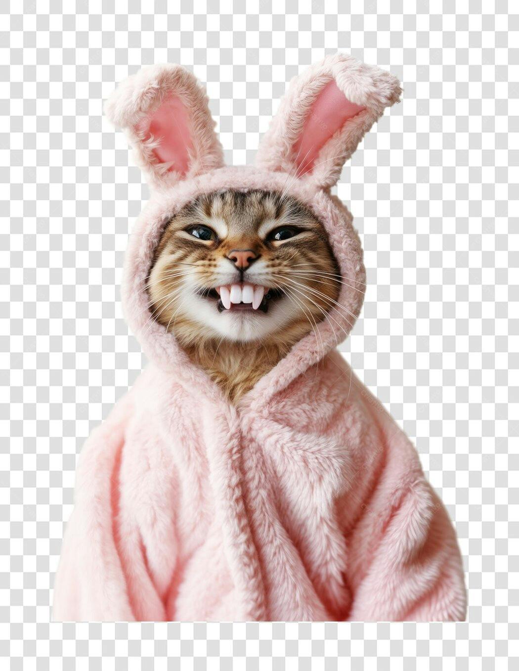Post Instagram Páscoa Gato Rosa PNG com fundo transparente
