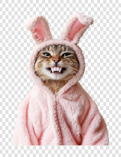 Gatinho fantasiado de coelhinho da páscoa