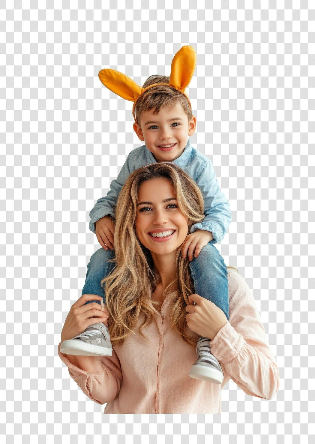 Post Instagram Páscoa Mãe e Filho PNG com fundo transparente