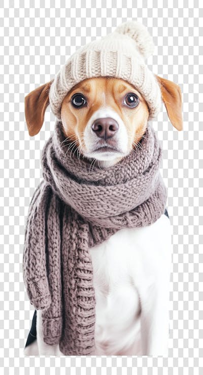 Cachorro com frio e agasalho