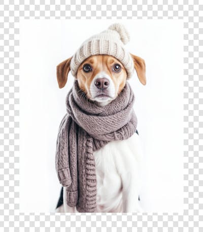 Cachorro com frio e agasalhado