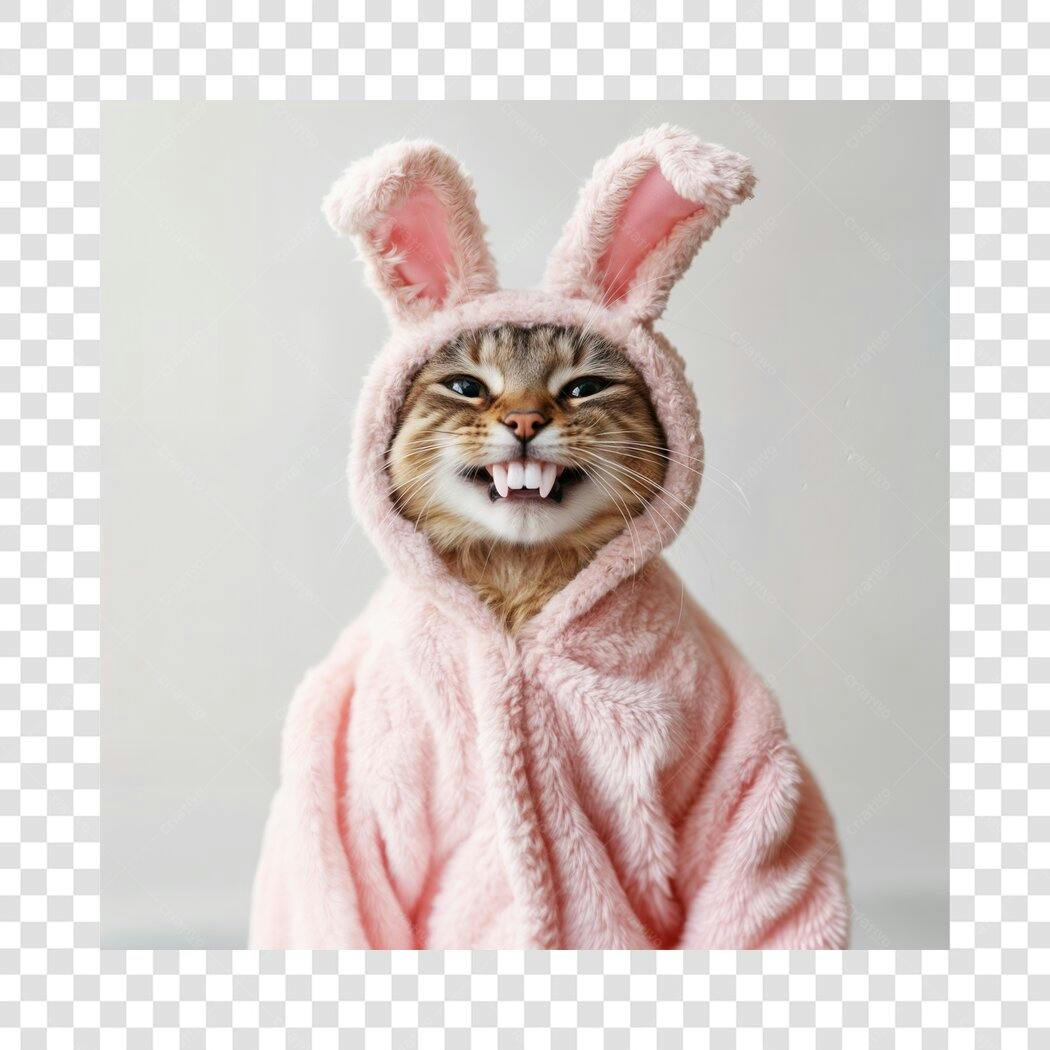 Post Instagram Páscoa Gato com orelhas de coelho PNG com fundo transparente