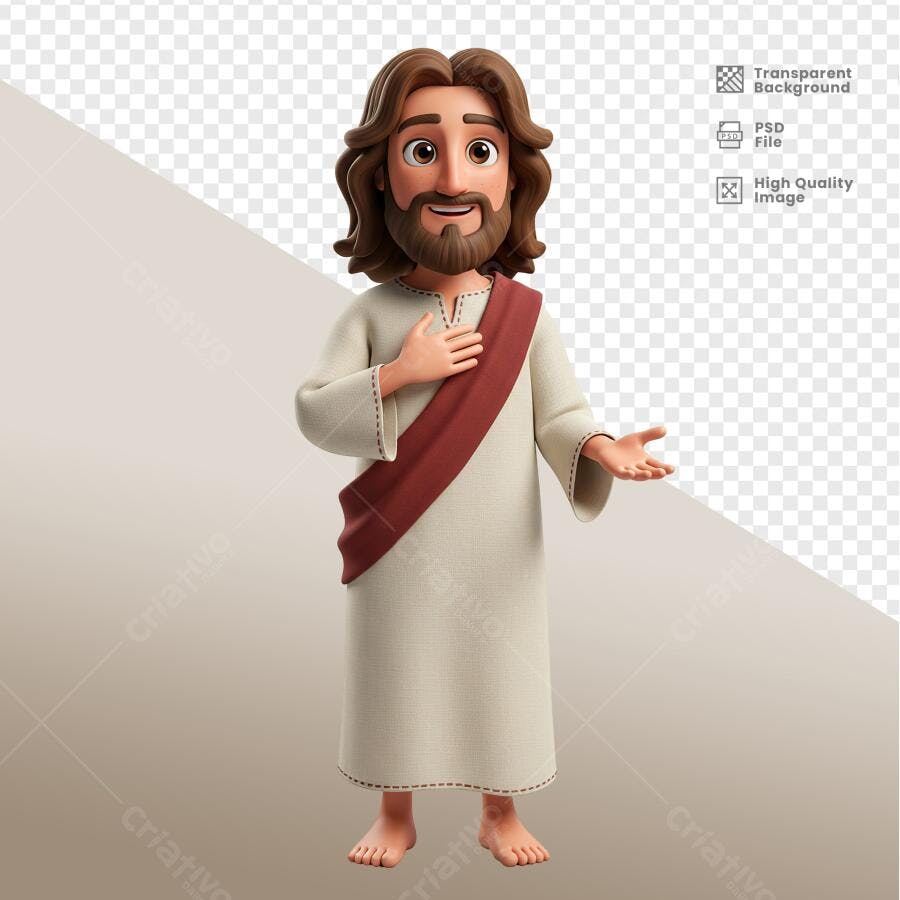 Ilustração Jesus Cristo Cartoon PSD Editável