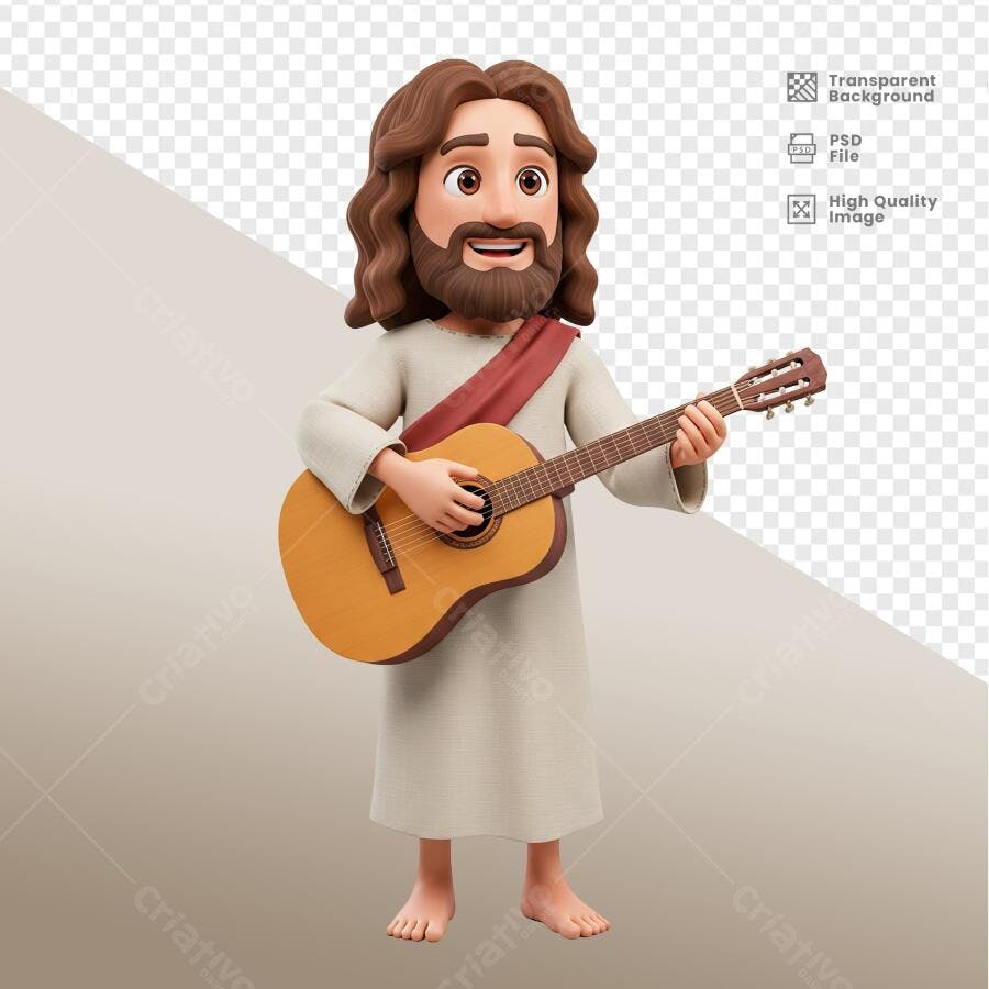 Ilustração Jesus com Violão PSD Editável
