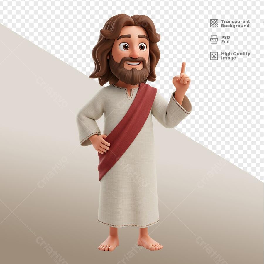 Ilustração Jesus Cristo Cartoon PSD Editável