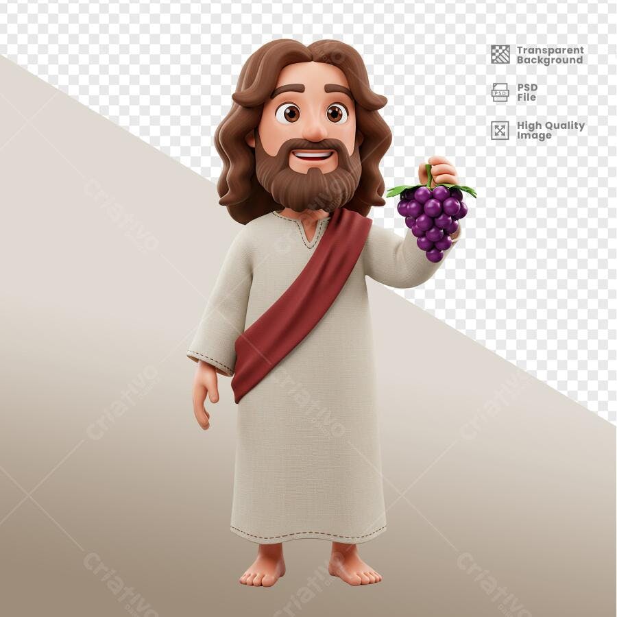 Ilustração Jesus com Uvas PSD Editável