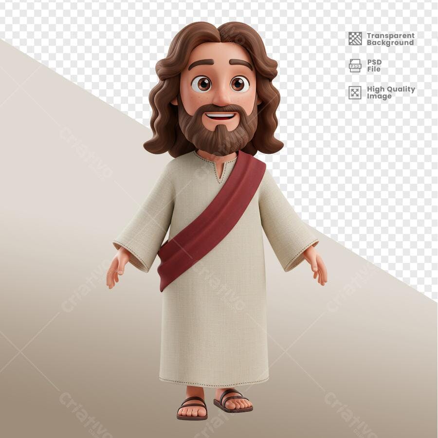 Ilustração Jesus Cartoon PSD Editável