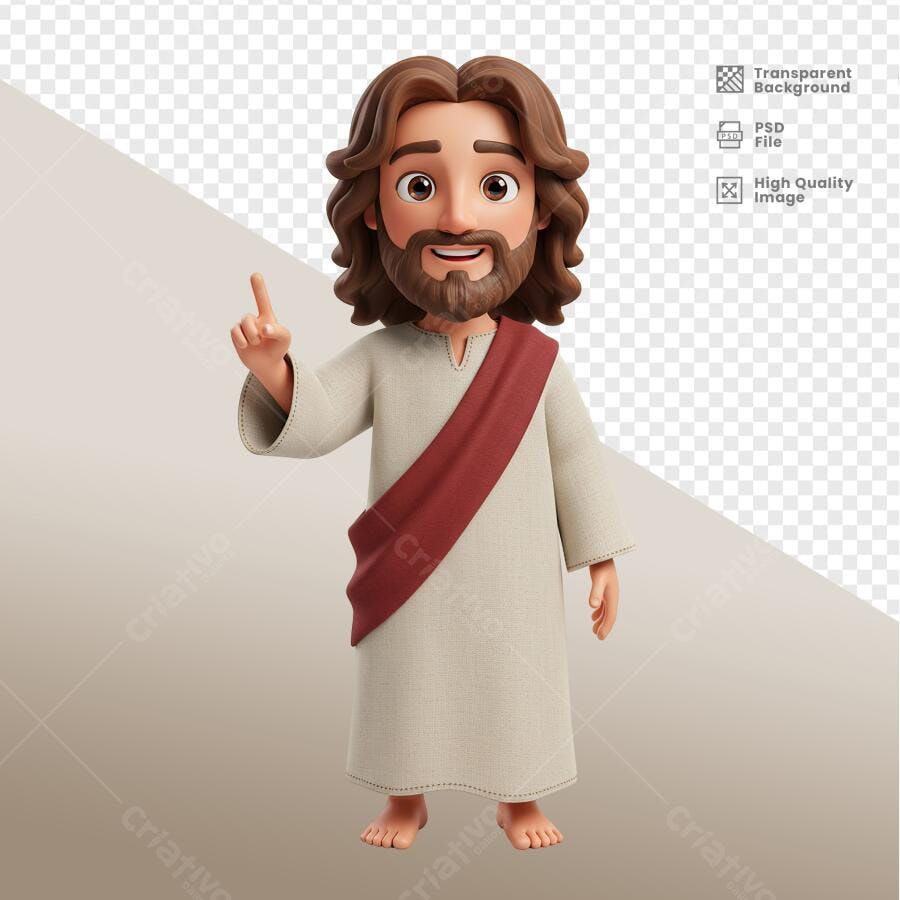 Ilustração Jesus Cristo Cartoon PSD Editável