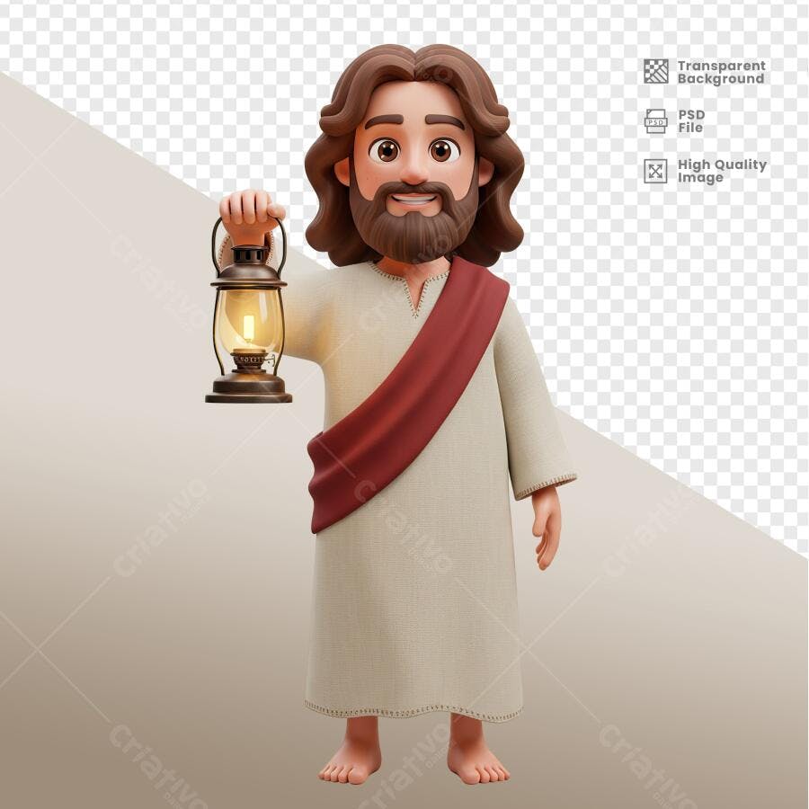 Ilustração Jesus com Lampião PSD Editável