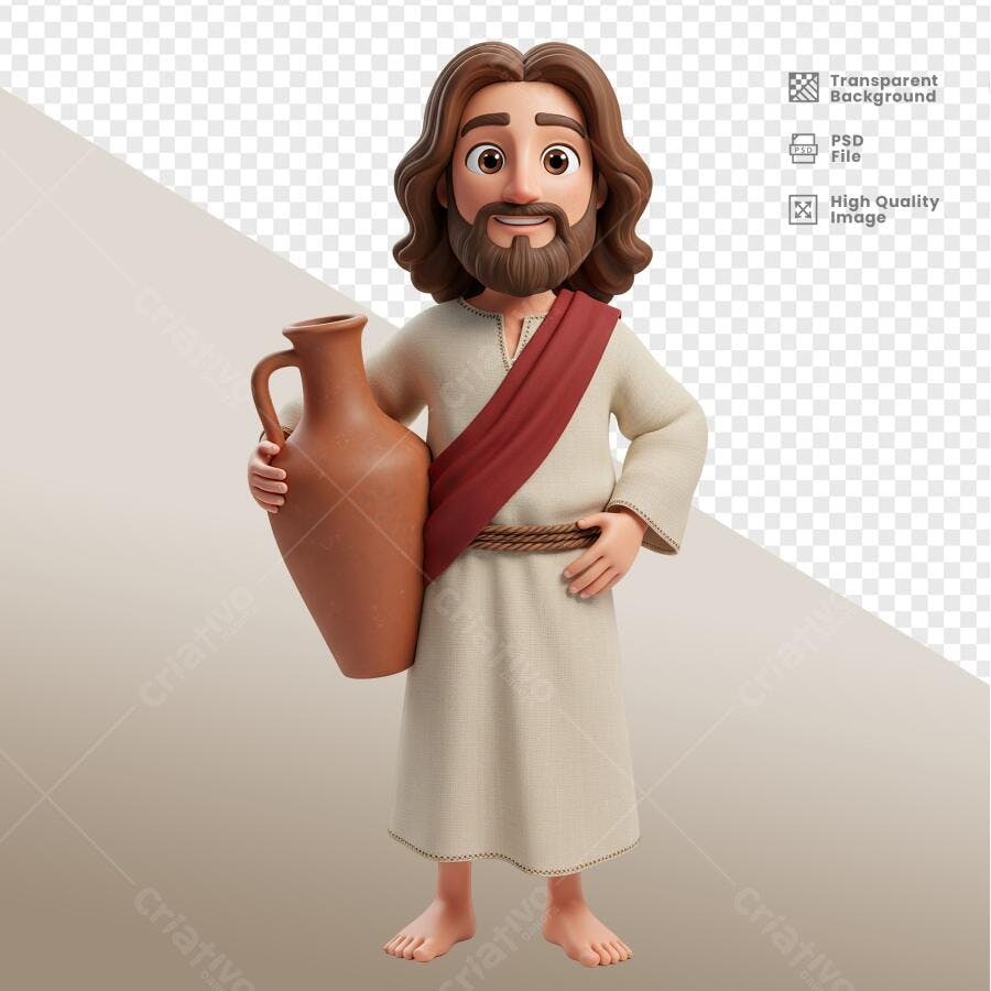 Ilustração Jesus com Jarro PSD Editável