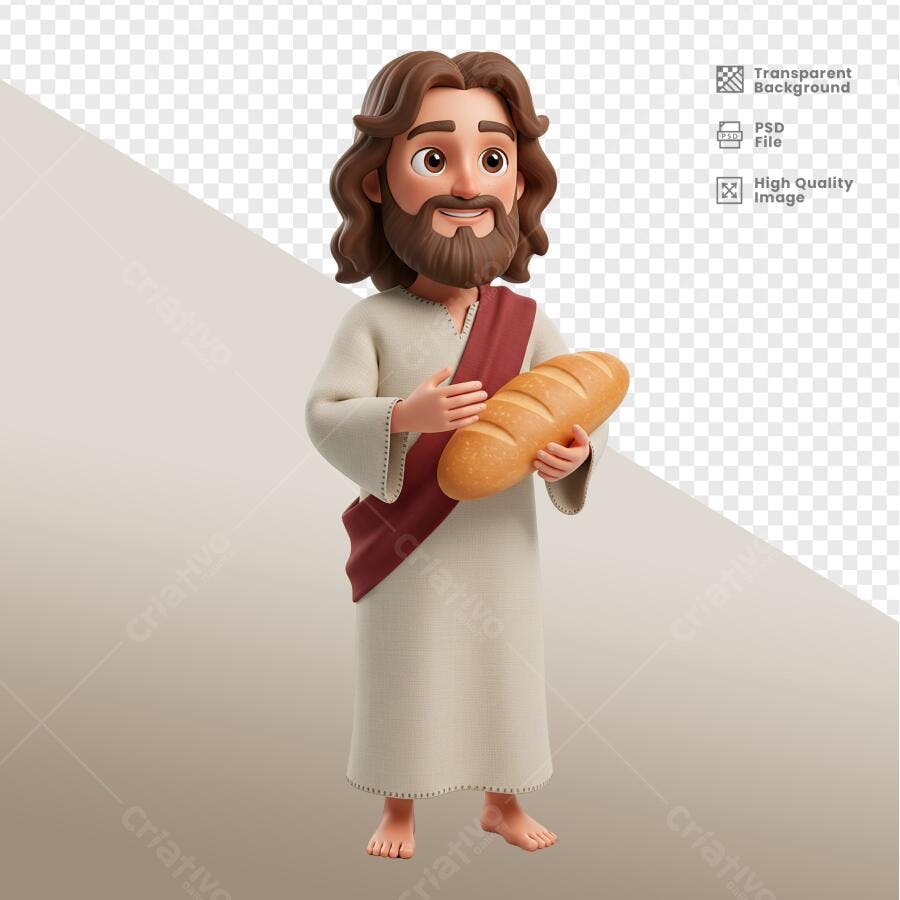 Ilustração Jesus com Pão PSD Editável