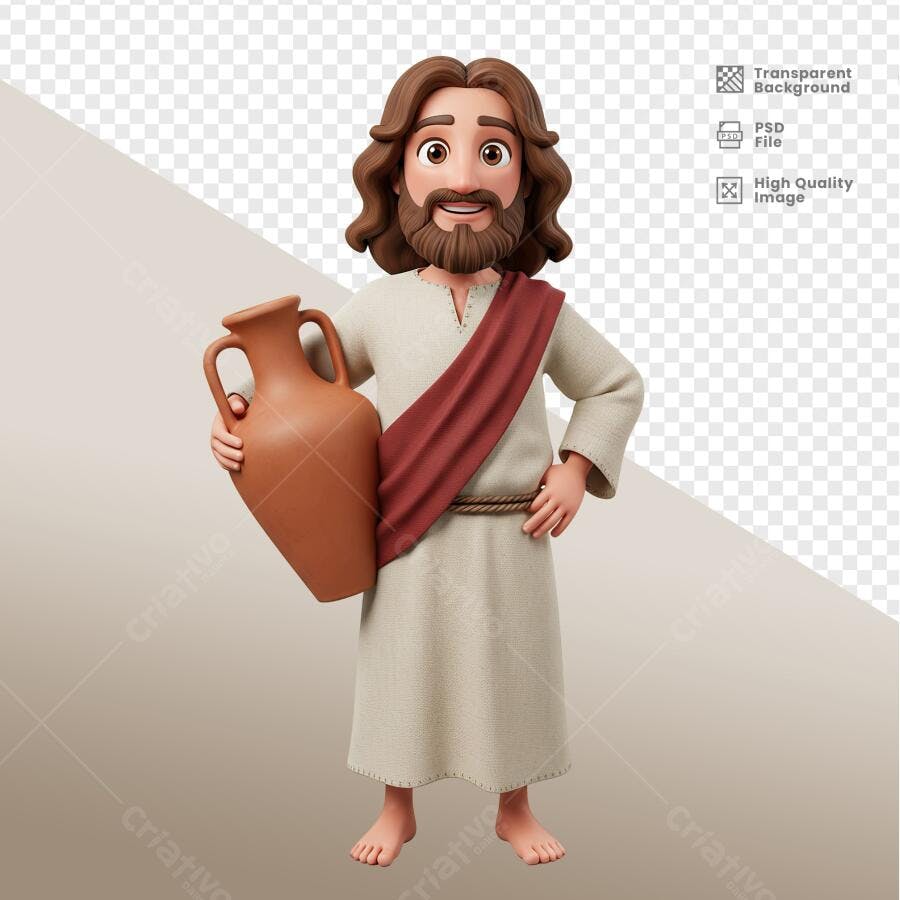Ilustração Jesus com Jarra PSD Editável