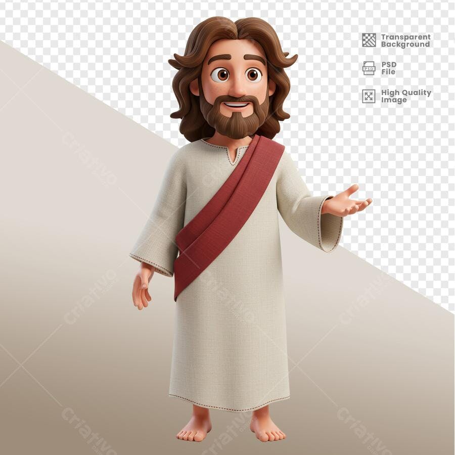 Ilustração Jesus Cartoon PSD Editável