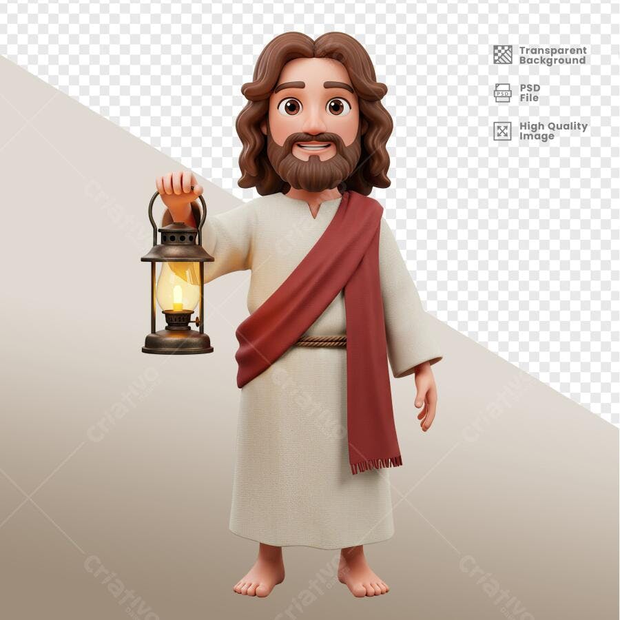 Ilustração Jesus com Lampião PSD Editável