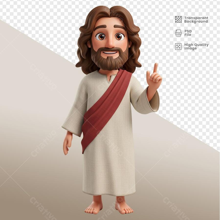 Ilustração Jesus Cristo Cartoon PSD Editável
