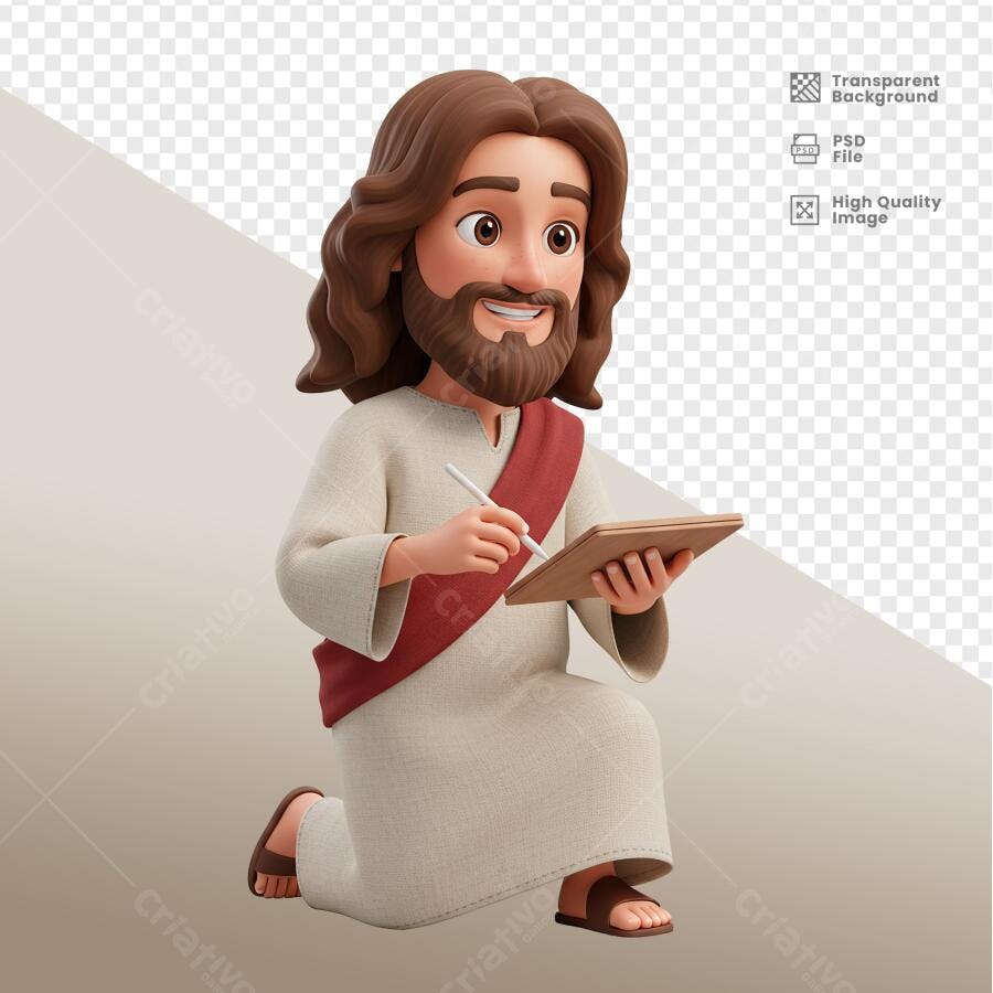 Ilustração Jesus Cristo Anotações PSD Editável