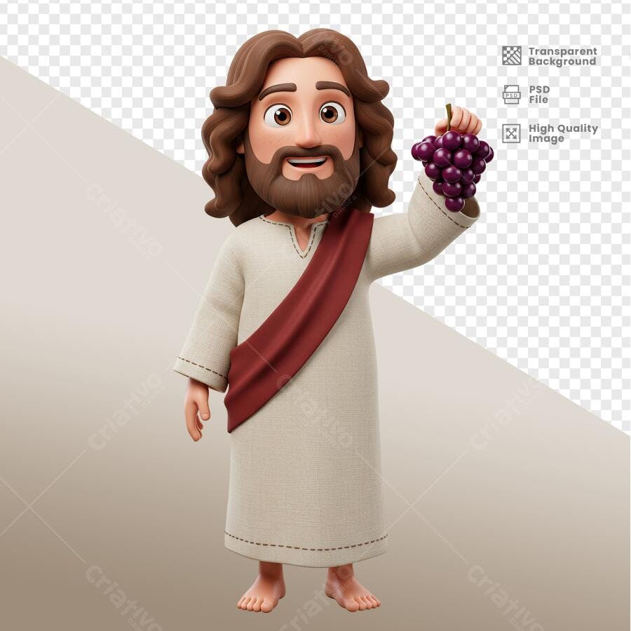 Ilustração Jesus com Uvas PSD Editável