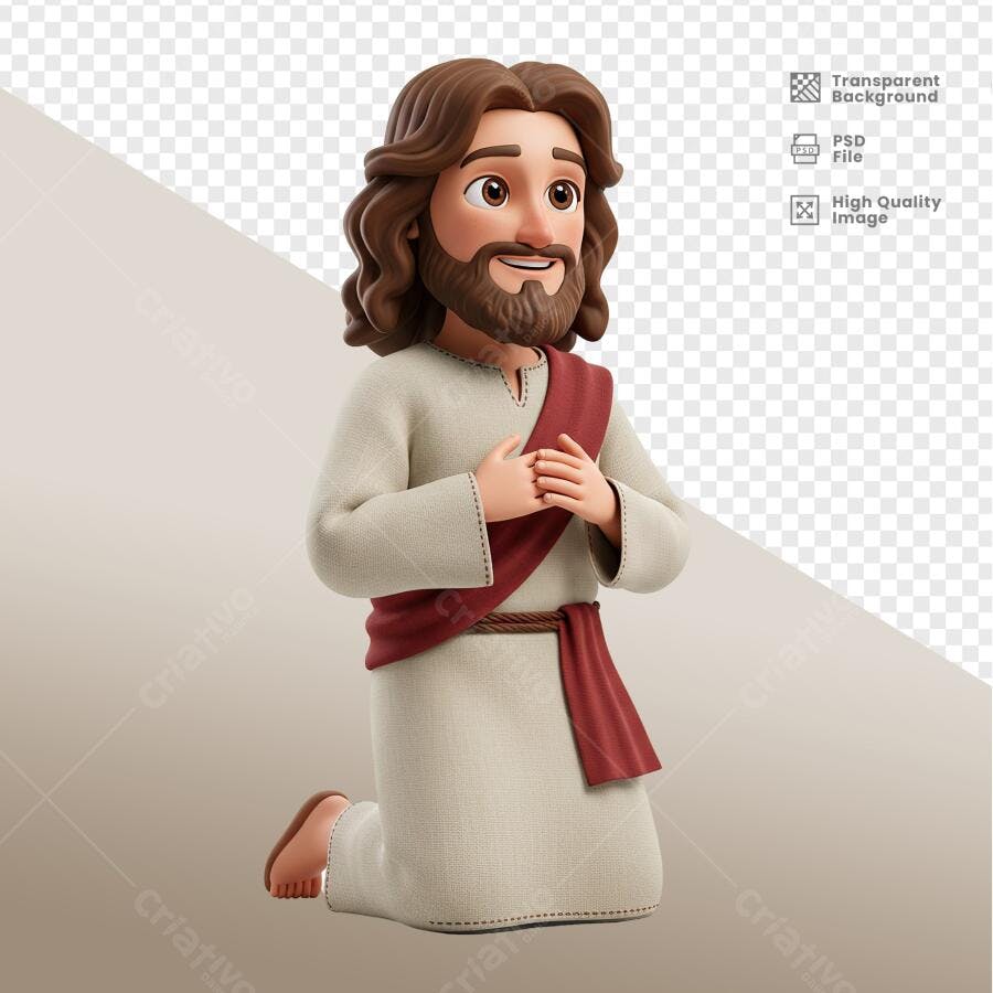 Ilustração Jesus orando PSD Editável
