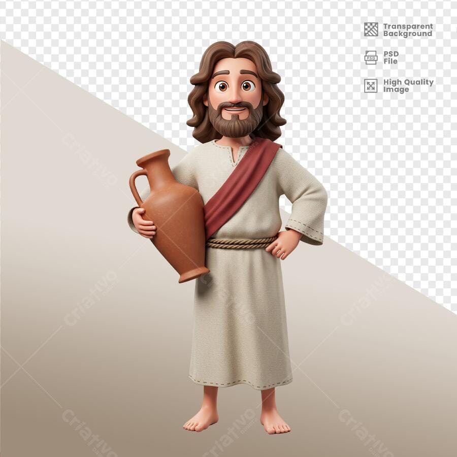 Ilustração Jesus com Jarro PSD Editável