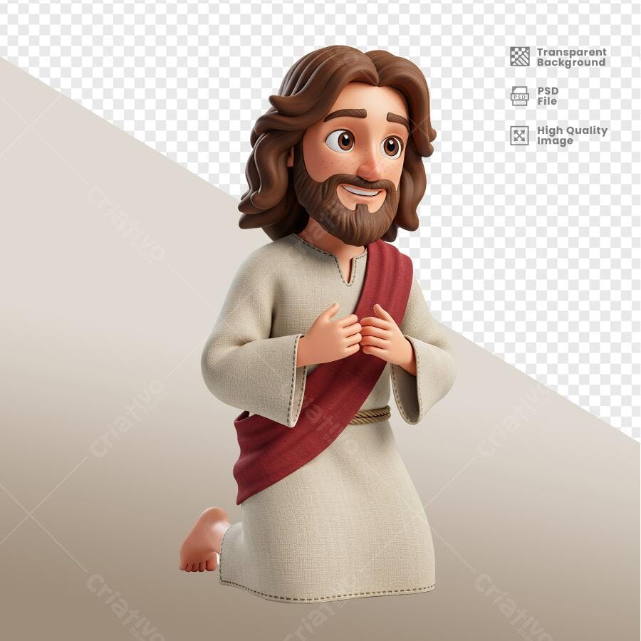 Ilustração Jesus orando PSD Editável