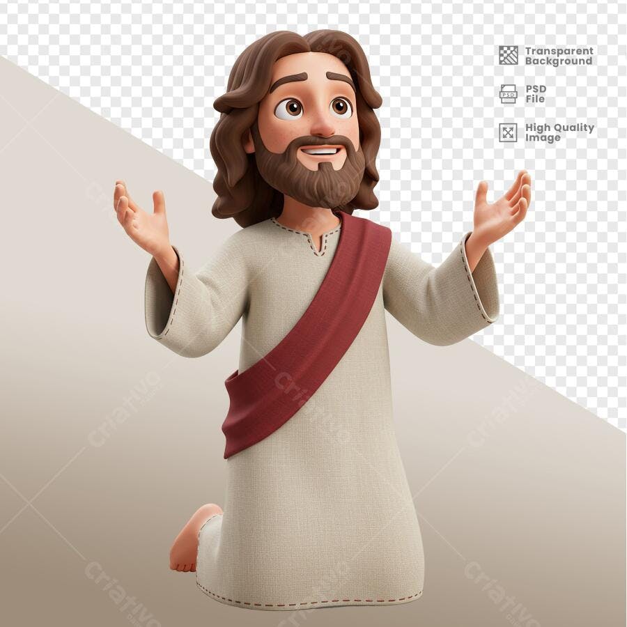 Ilustração Jesus orando PSD Editável