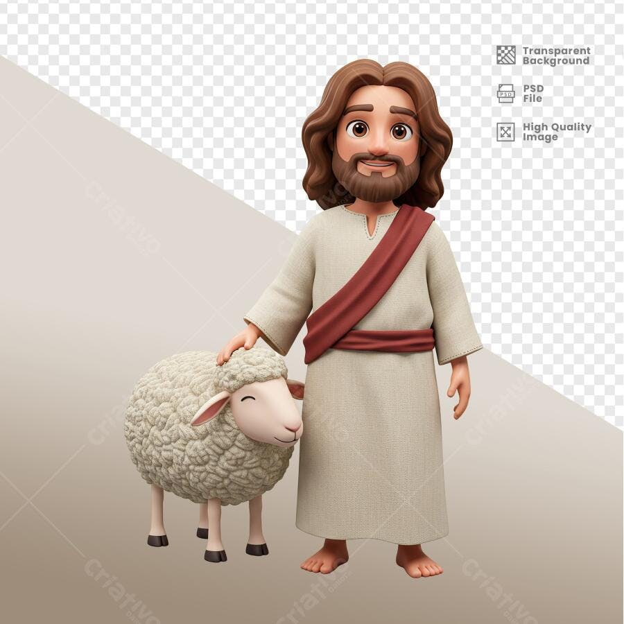 Ilustração Jesus e Cordeiro PSD Editável