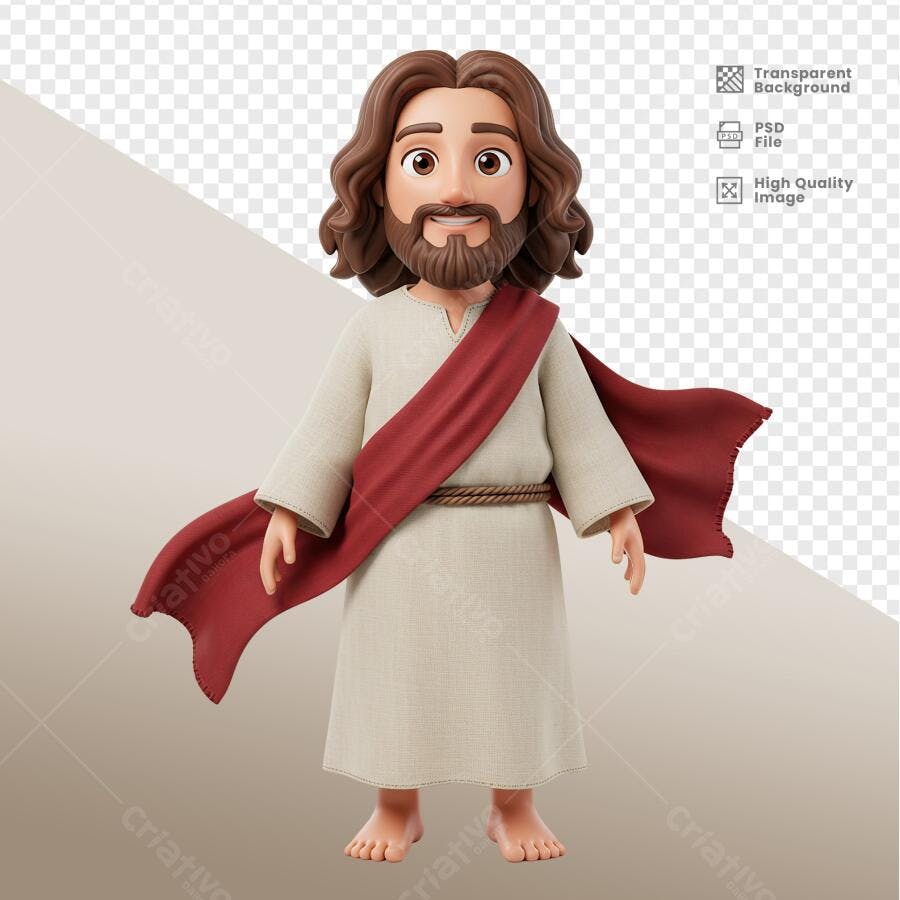 Ilustração Jesus Cristo Cartoon PSD Editável