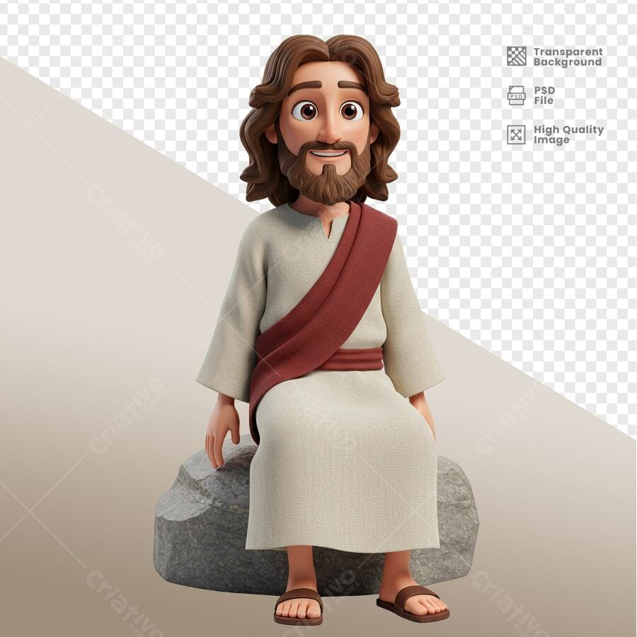 Ilustração Jesus Cartoon PSD Editável