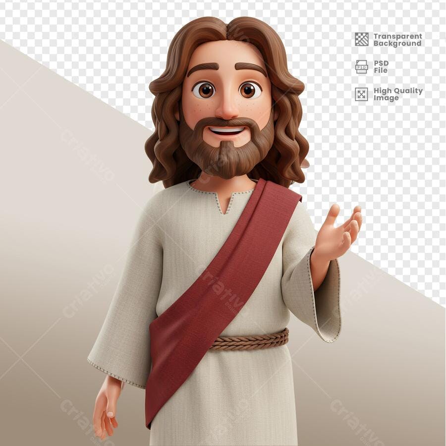 Ilustração Jesus Cartoon PSD Editável