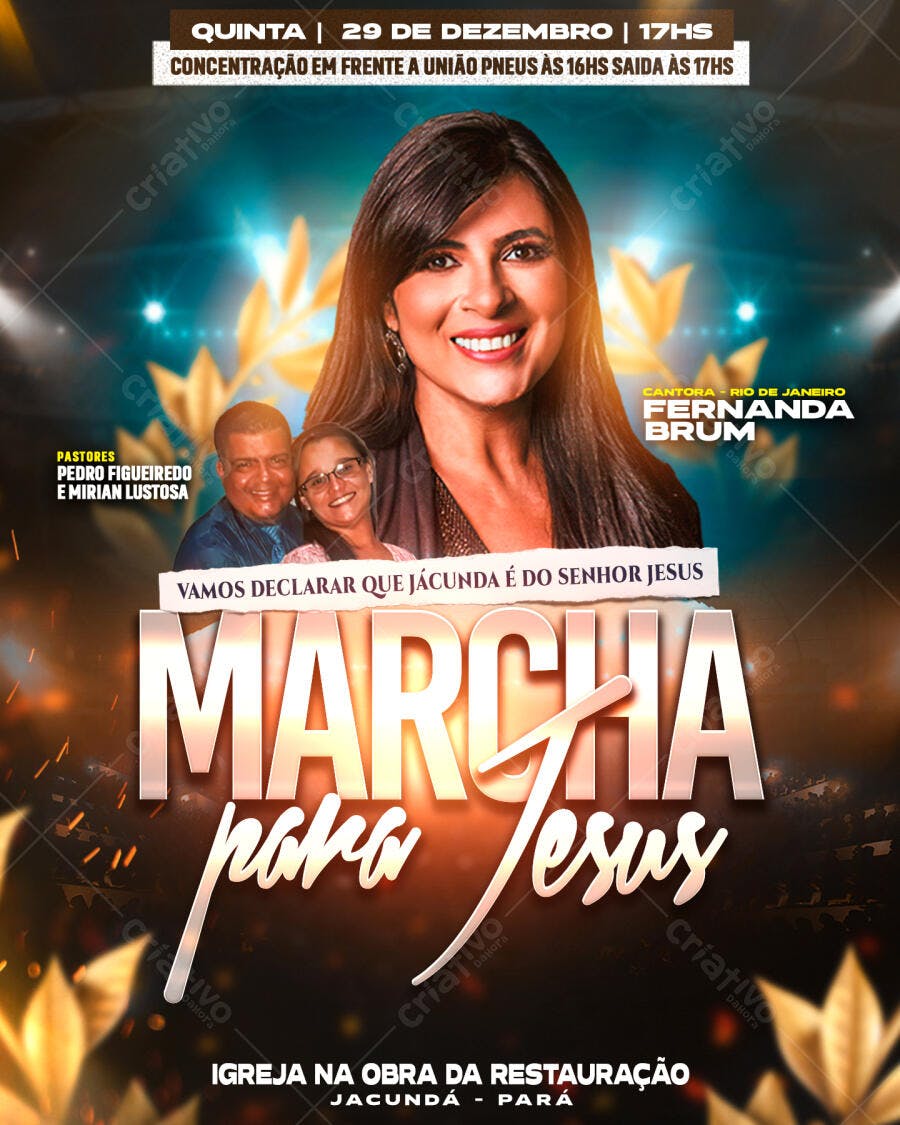 Flyer para Marcha para Jesus 29 de Dezembro PSD Editável