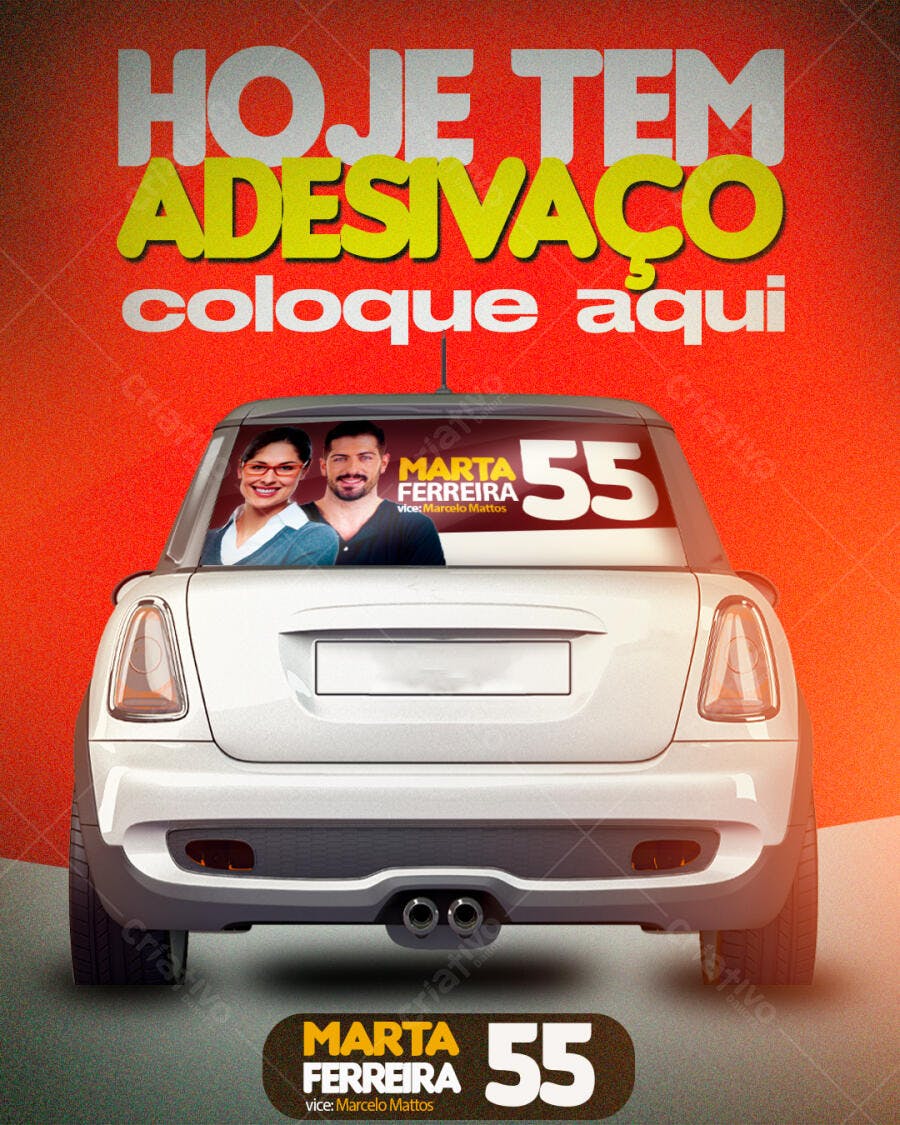 PSD Adesivo de Carro para Campanha Política PSD Editável