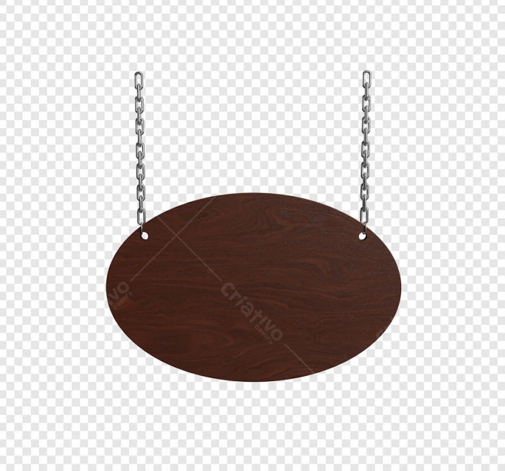 PLACA OVAL DE MADEIRA COM CORRENTE 2