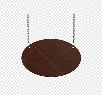 PLACA OVAL DE MADEIRA COM CORRENTE 2