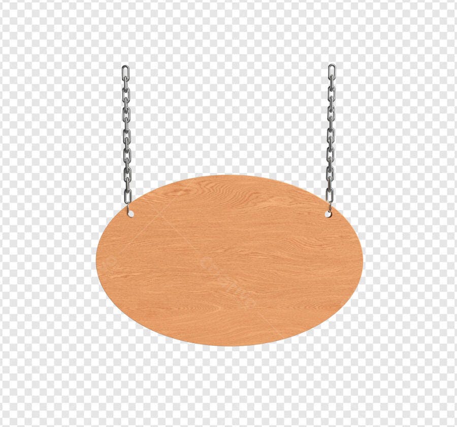 Placa de Madeira Oval para Loja PSD Editável