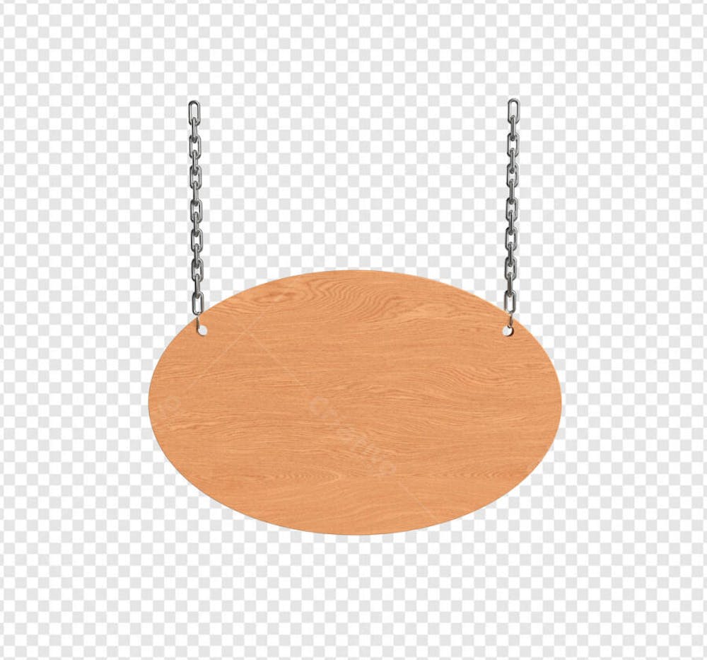 PLACA OVAL DE MADEIRA COM CORRENTE 3