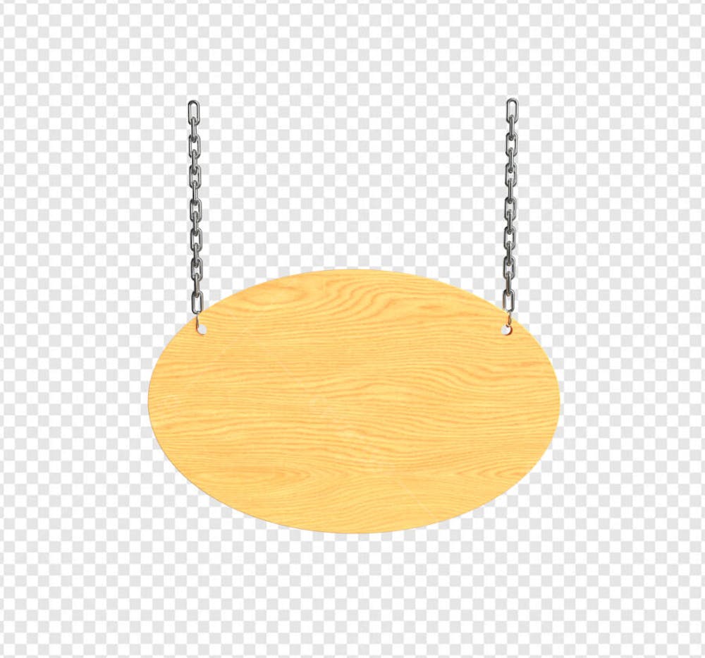 PLACA OVAL DE MADEIRA COM CORRENTE 5