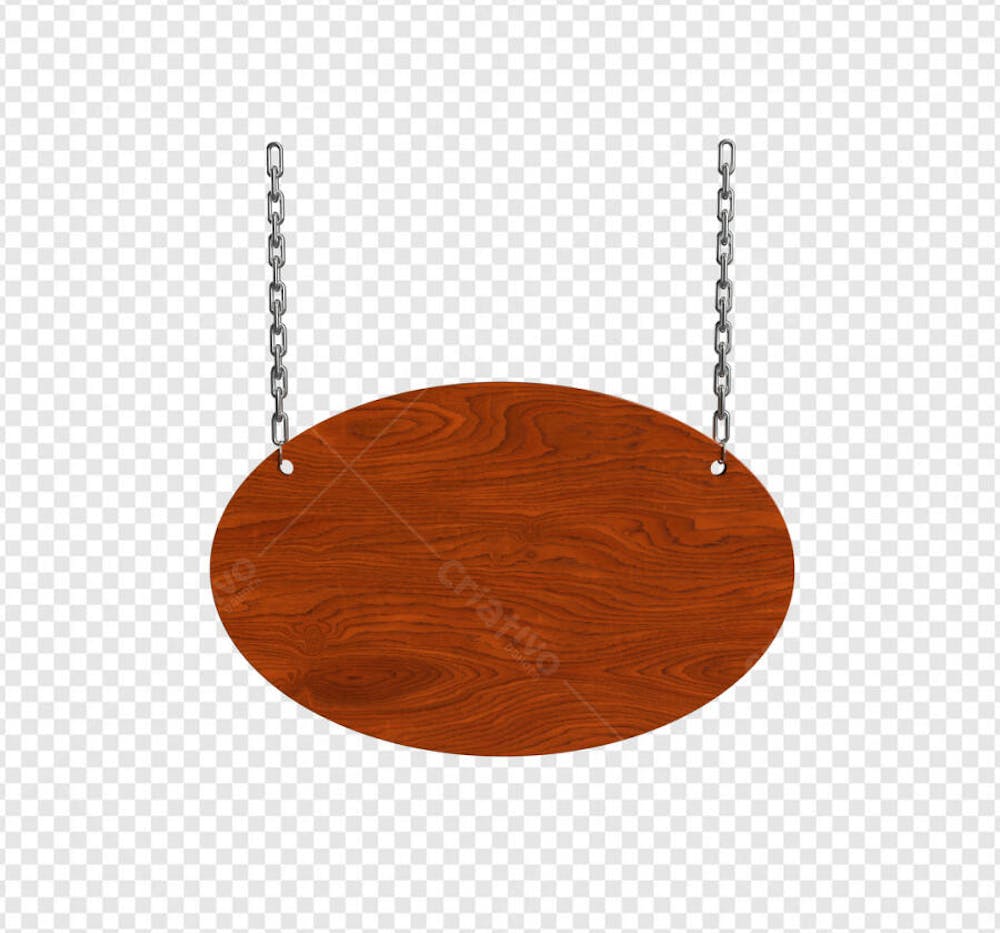 PLACA OVAL DE MADEIRA COM CORRENTE 4